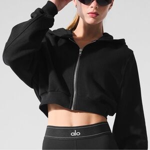 ALO Yoga Black Sweet Escape Zip Up Hoodie for Women